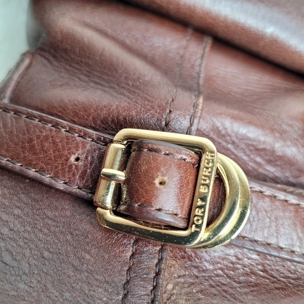 Tory Burch Brown Leather Logo Boots - Picture 3 of 13